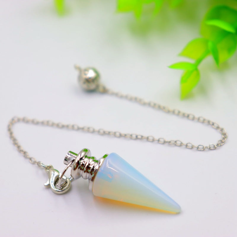 Column Pendulum Chain Natural Crystal Hexagonal Cone Pendants