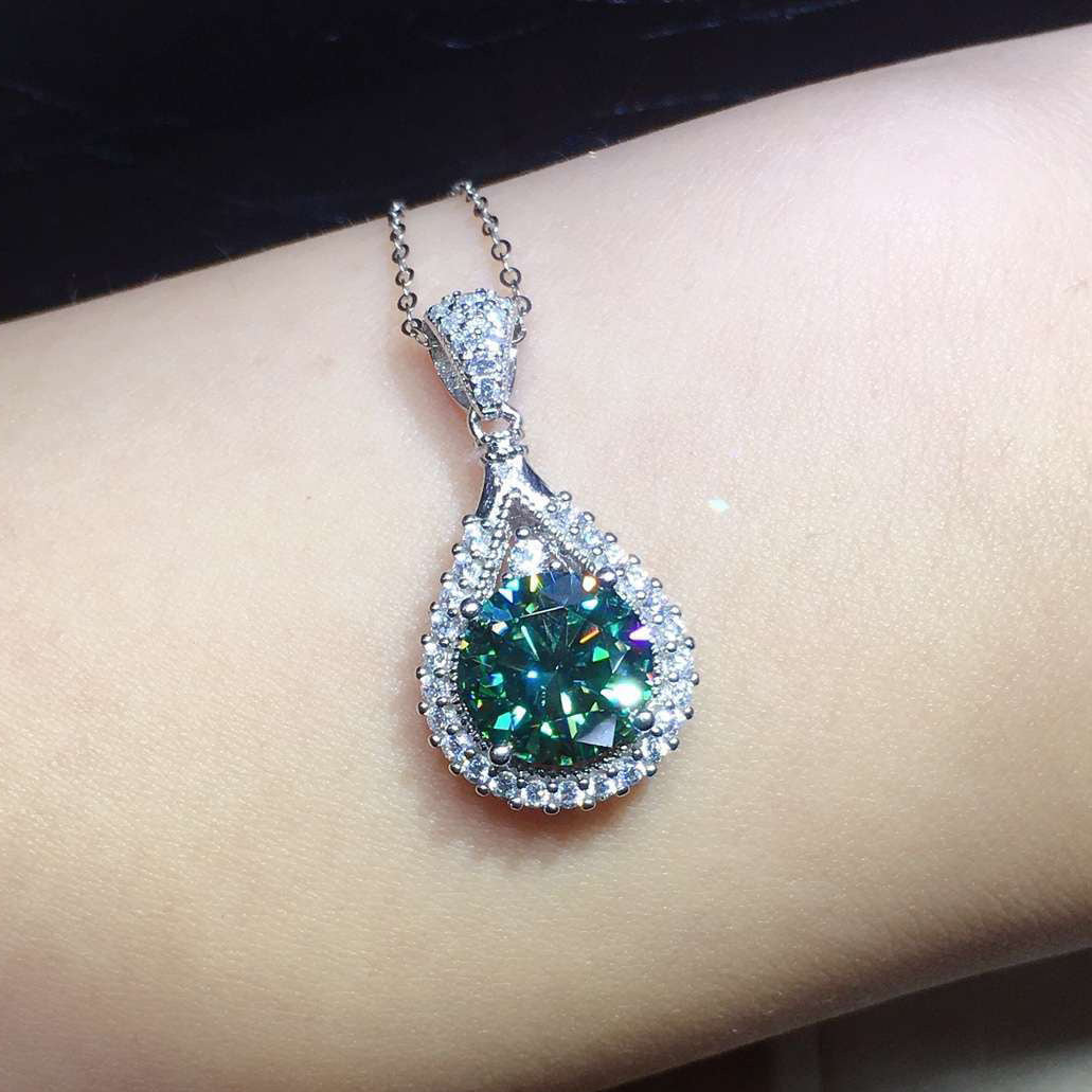 Imitation Maldives Blue Green Diamond Eight Hearts Arrows Pendants
