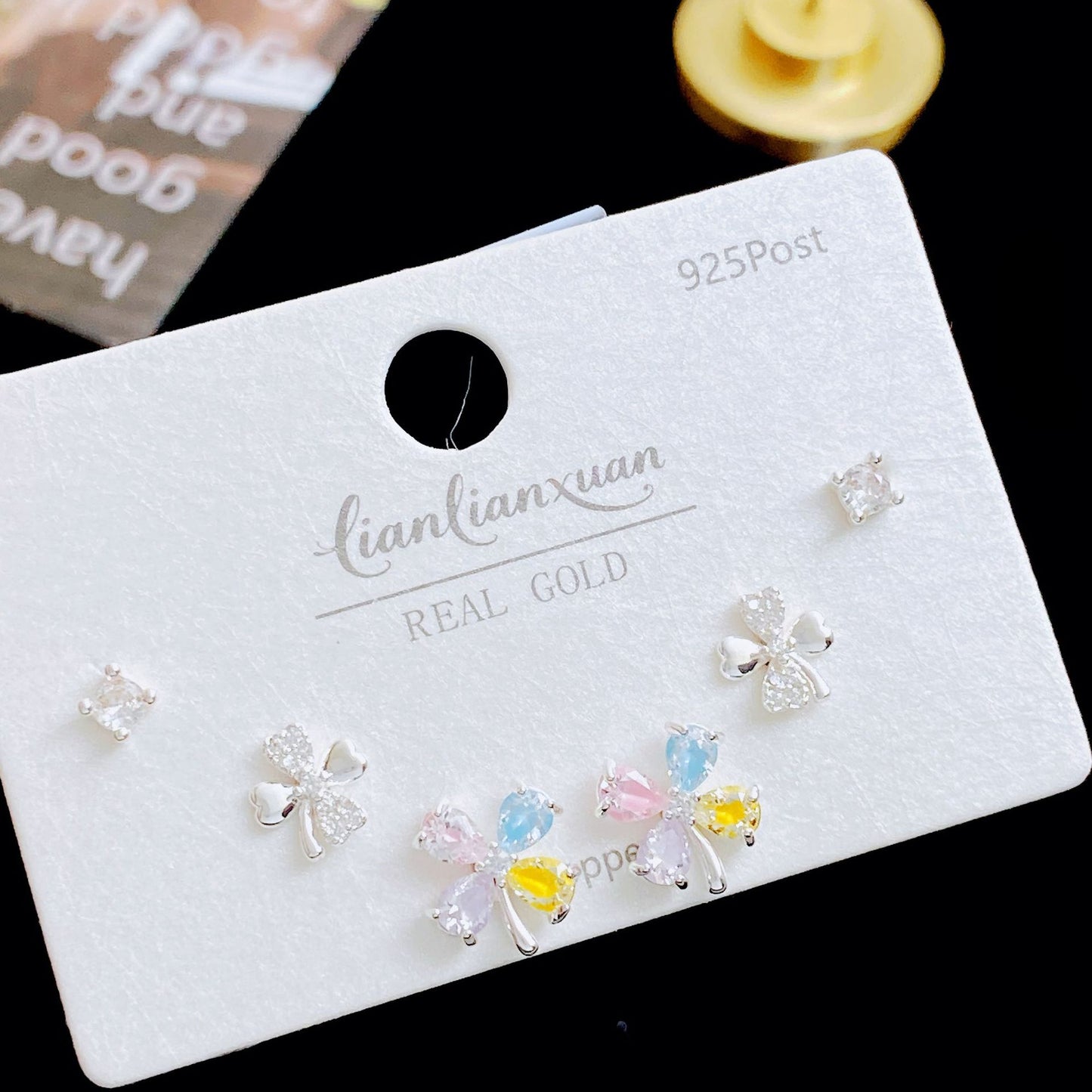 Women's Needle Simple Series Three Pairs Storage Ear Rings