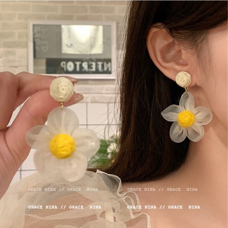 Palette Niche Design Sunflower Flower Female Vacation Style Stud Earrings