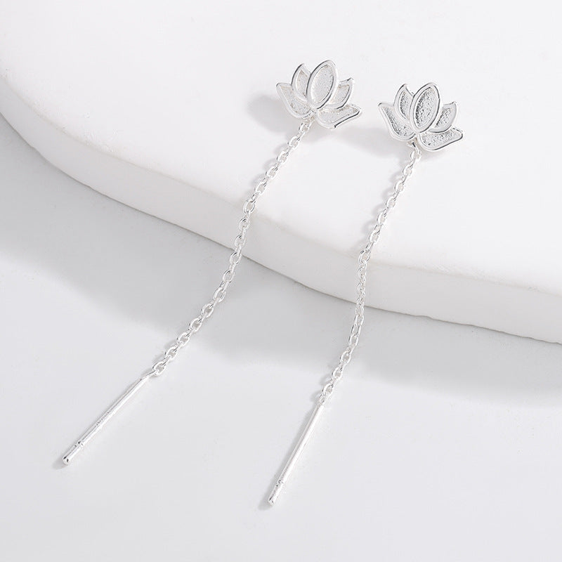Fresh Long Lotus Classical Chinese Style Retro Simple Rings