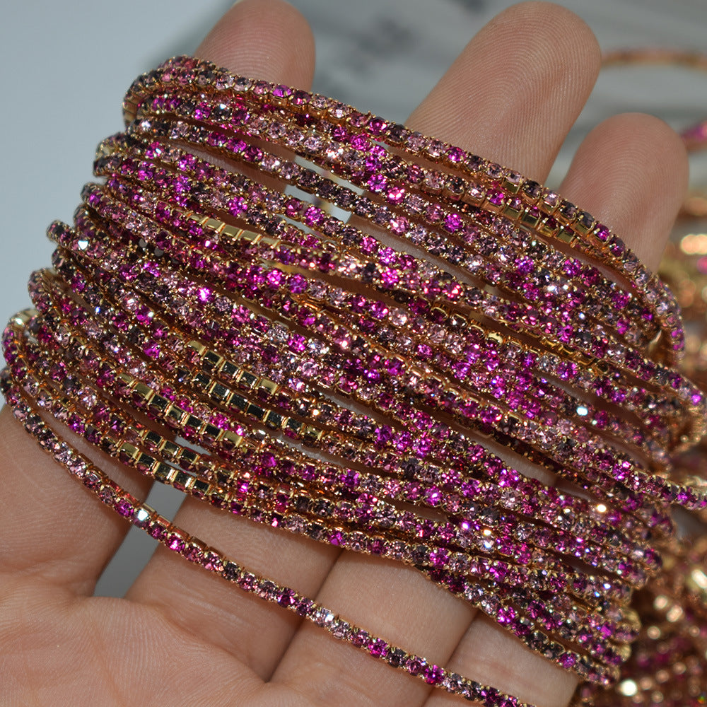 Single Row Indian Rhinestone Thin Stretch Full Bracelets