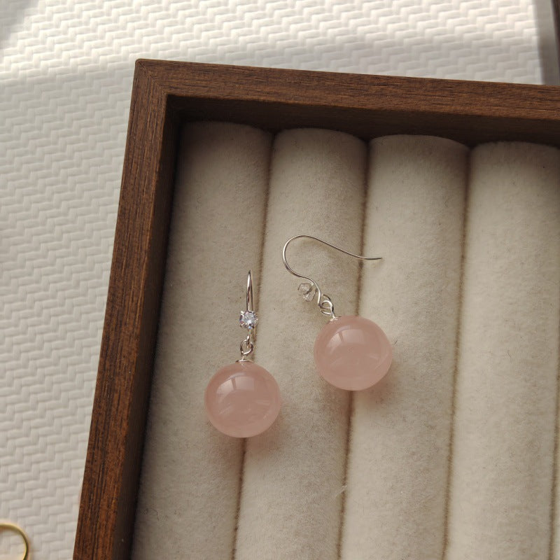 Amethyst Pink Crystal White Sier High Heels Daily Earrings