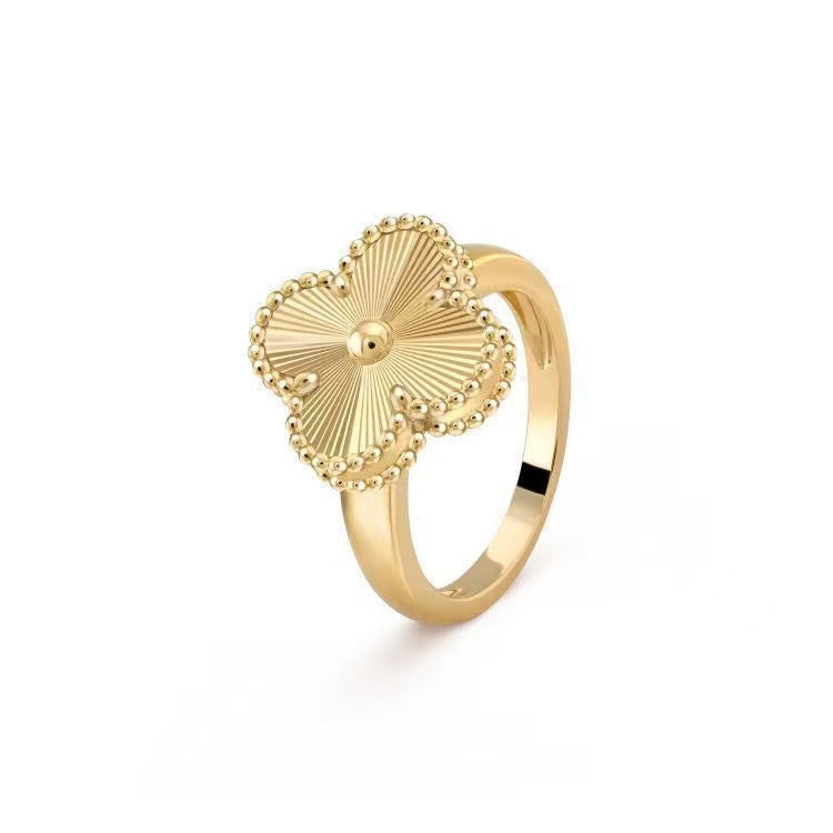 Gold High Version November's Clover Rose Natural Fritillary Full Diamond Rings