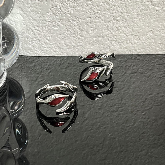 Red Premium Enamel Couples Openings Personality Retro Rings