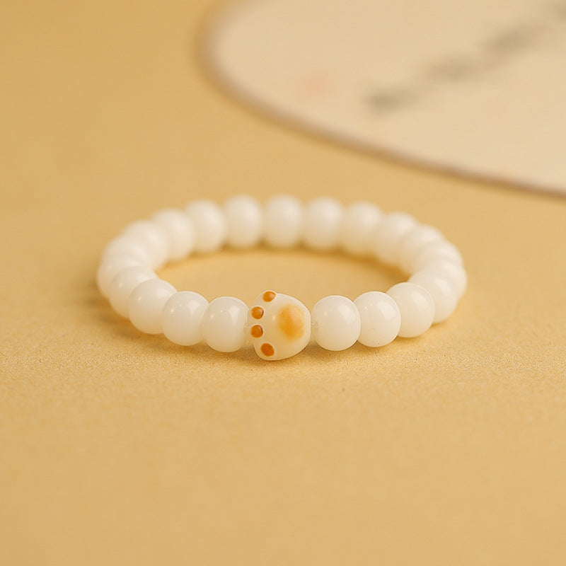 Cat Bodhi Root Female Natural White Jade Seed Pliable Temperament Bracelets