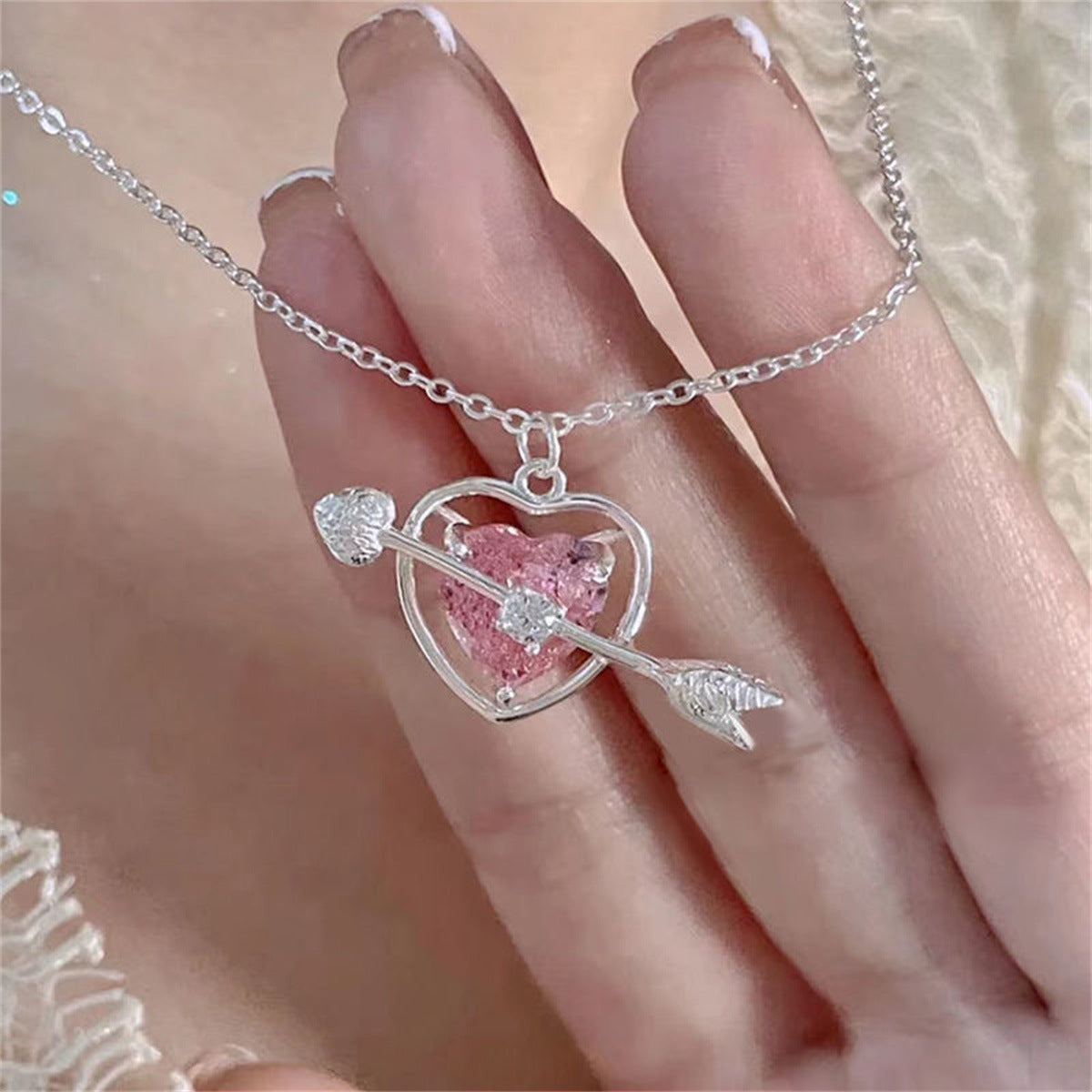 Korean Style Sweet Loving Heart Love Female Necklace