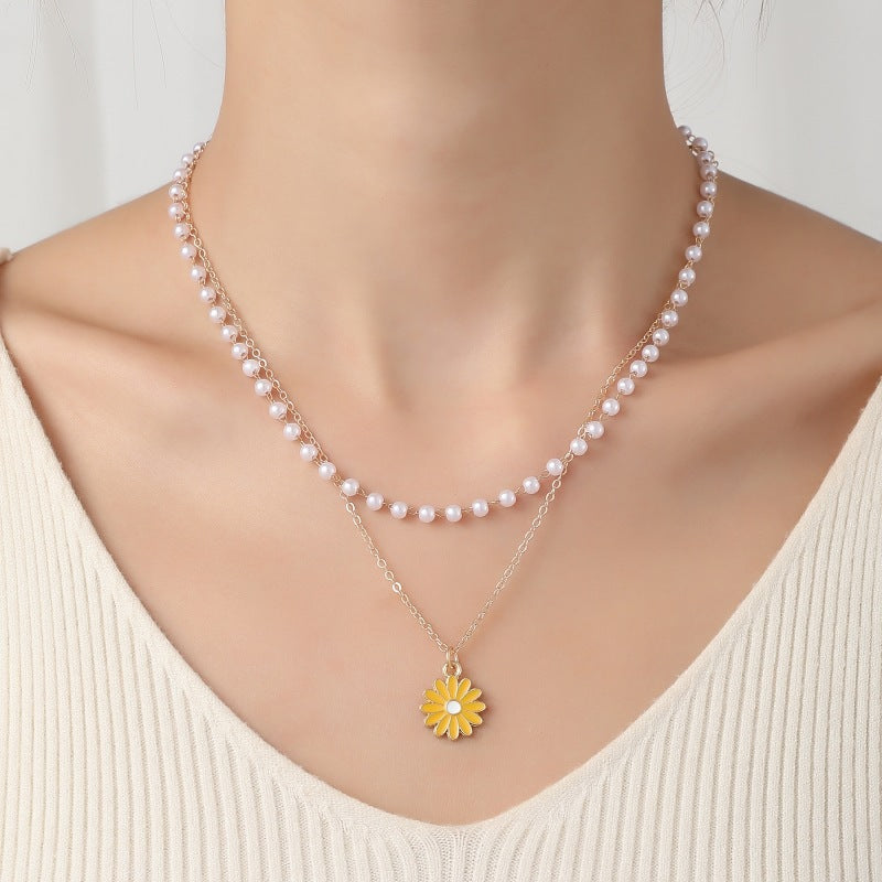 Shell Twin Bead Female Niche Stringed Pearls Necklaces