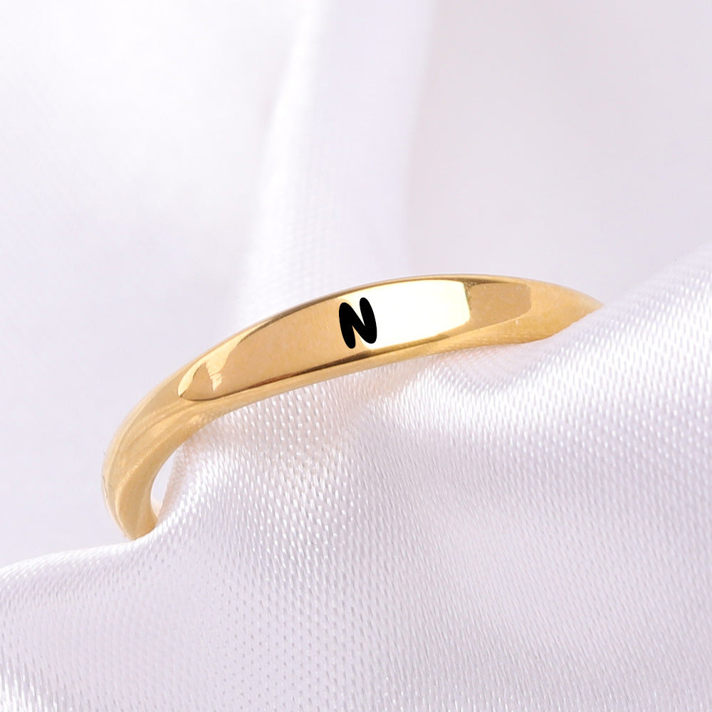 Women's & Men's Fashion English Letter Titanium Steel Simple Rings