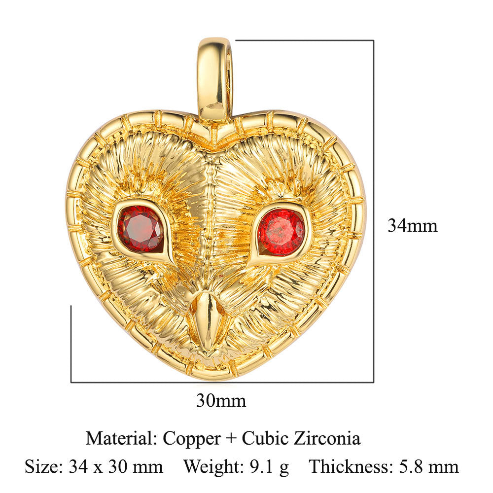 Luxury Dark Pattern Copper Zircon Peach Heart Pendants