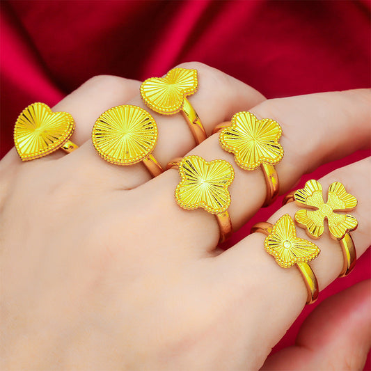 Leaf Gourd Butterfly Love Heart-shaped Alluvial Gold Open Refers Rings