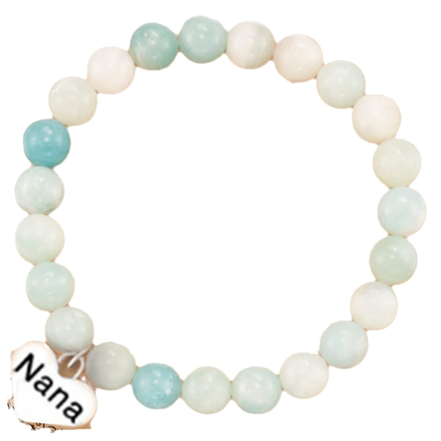 Love Light Blue Chalcedony Beaded Stainless Bracelets