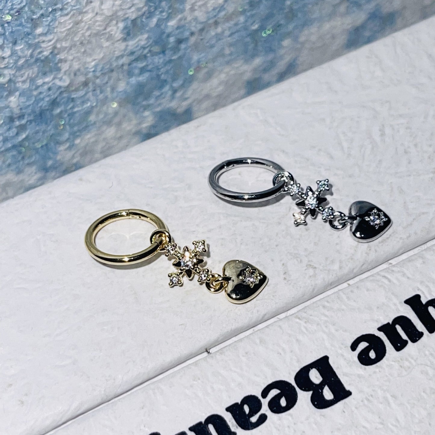 Heart Zircon Temperament Long Gold Color Retention Earrings