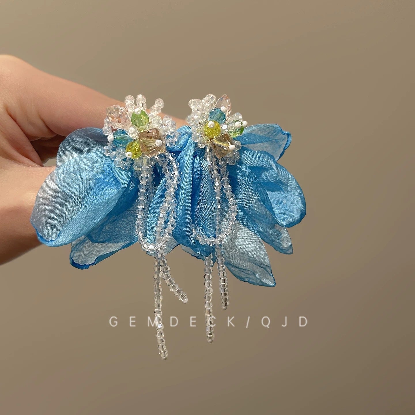 Dopamine Vacation Style Sier Needle Bead Flower Delicate Indie Earrings