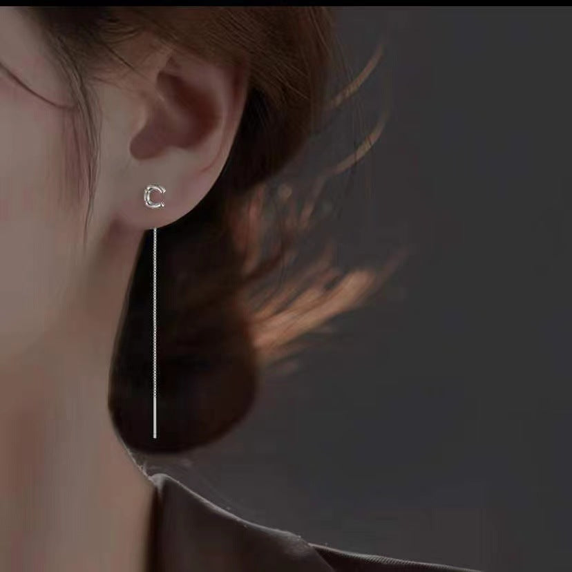 Sier English Letters Trendy Light Luxury High-grade Elegant Face Slimming Ear Line