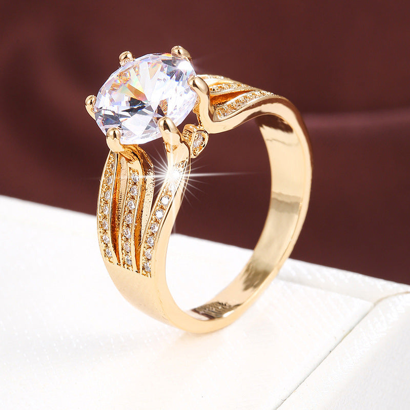 Zircon High-grade Noble Pure Copper Material Temperament Lady Ring