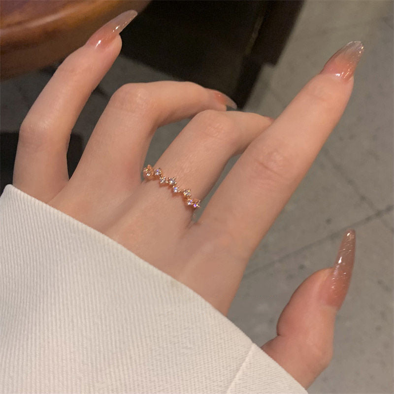 Wall Push Super Sier Simple High Sense Refined Zircon Rings
