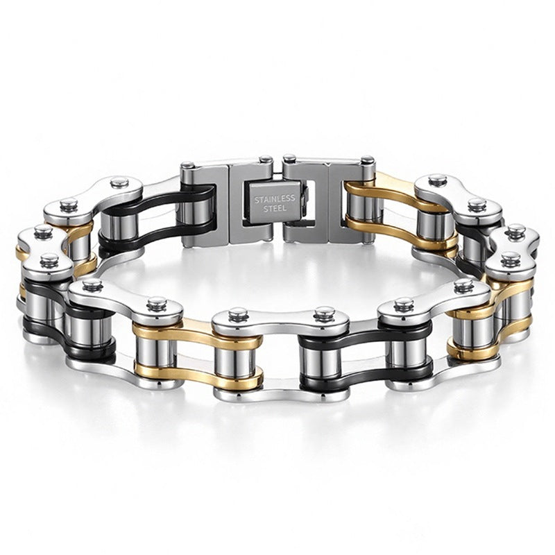 Men's Steel Handmade Motorcycle Punk Bicycle Couple Bracelets