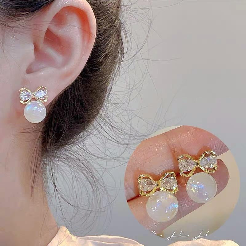 Women's Pearl Unique Design Light Luxury Zircon Earrings