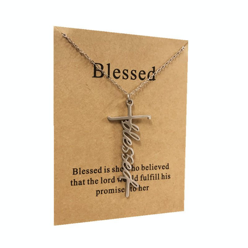 Stainless Steel Titanium Faith Power Letter Necklace