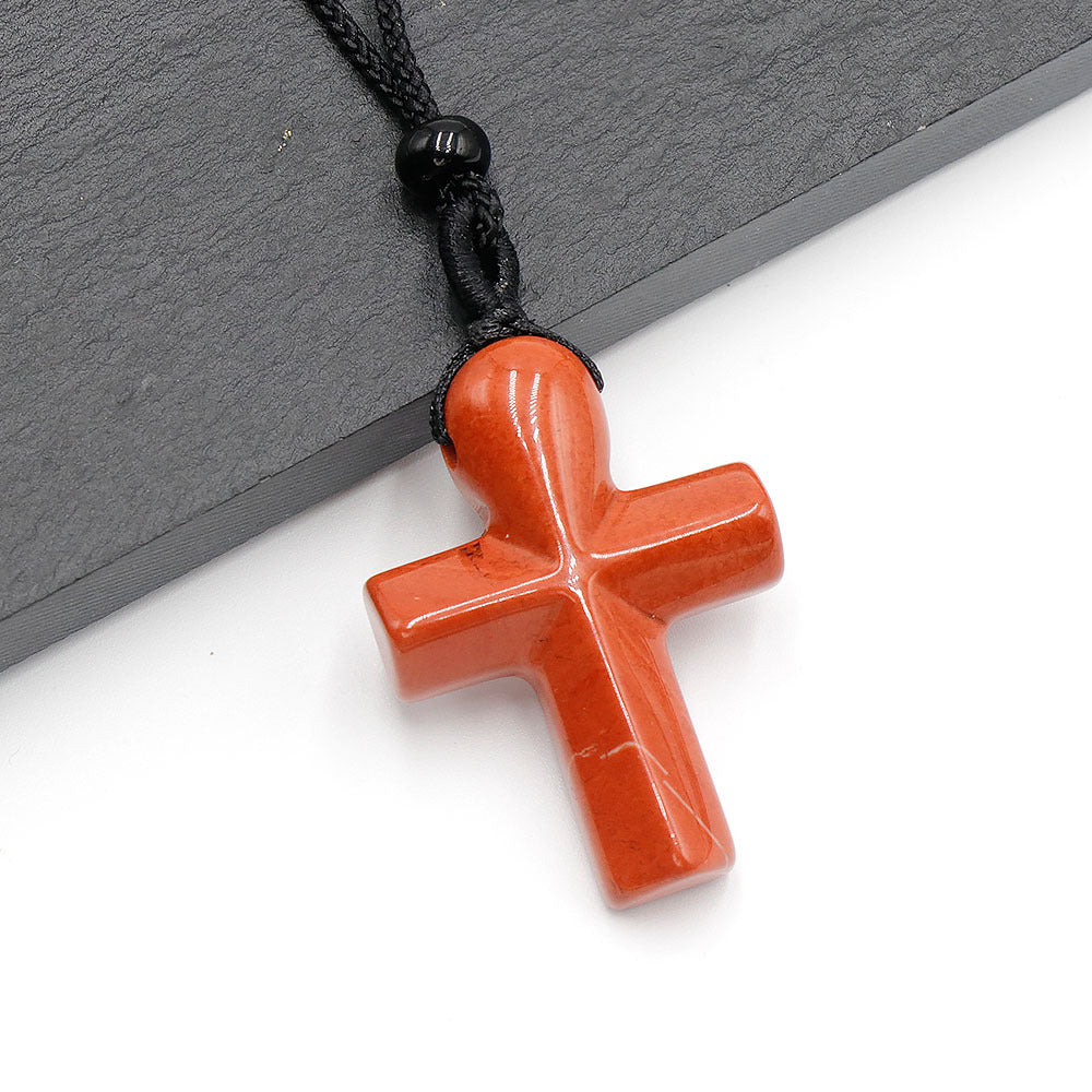 Natural Crystal Thanksgiving Gift Agate Woven Stone Cross Pendants