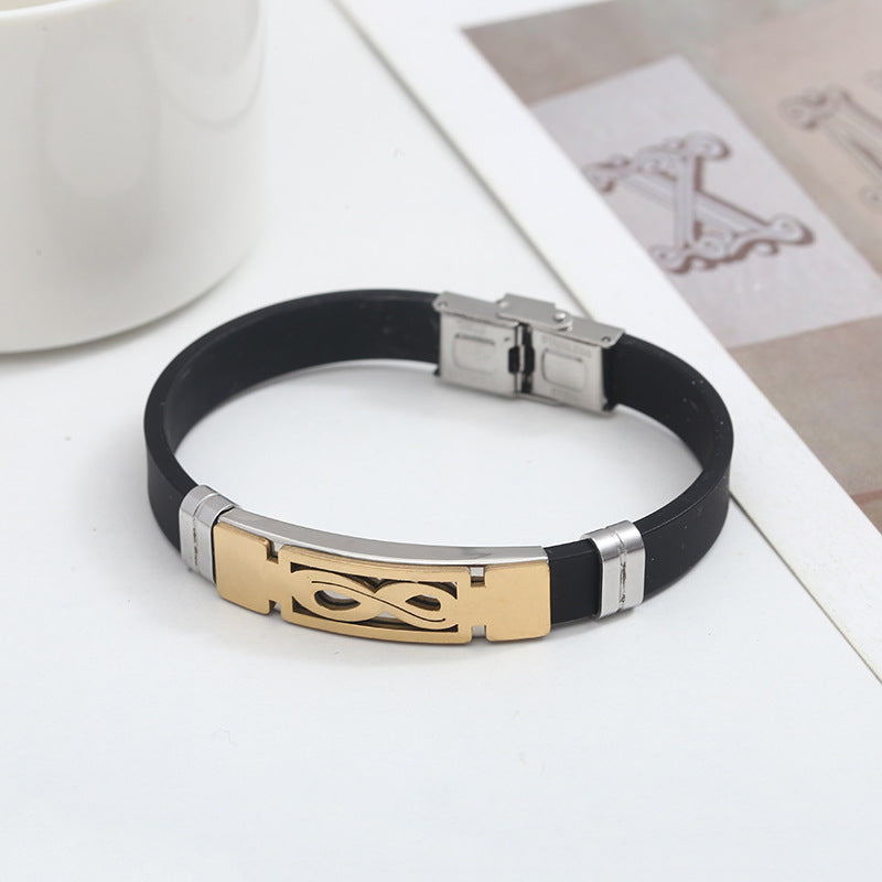 Men's Silicone Retro Personalized Stainless Steel Bracelets