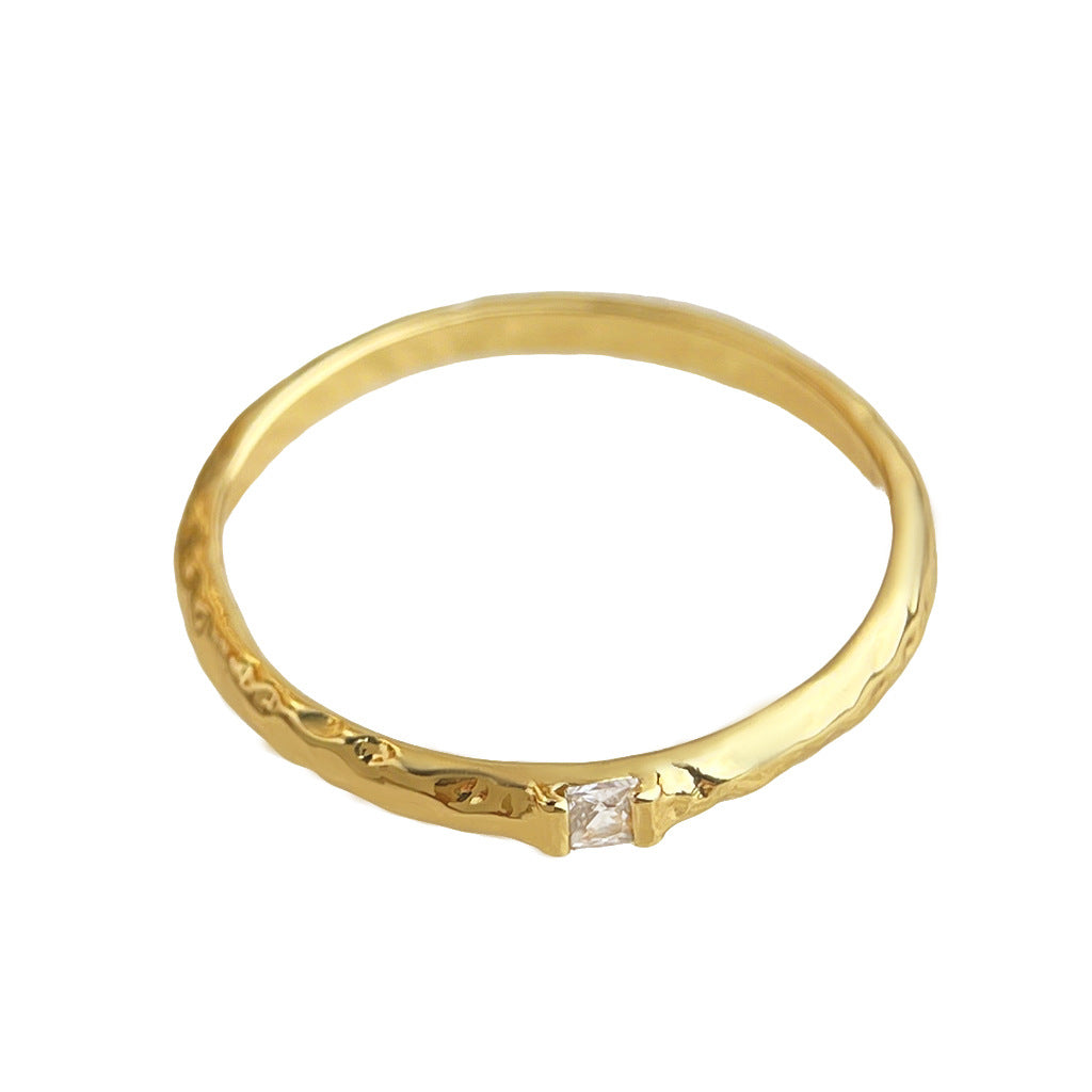 Women's Micro Inlaid Zircon Simple Light Luxury Style Average Size Index Rings
