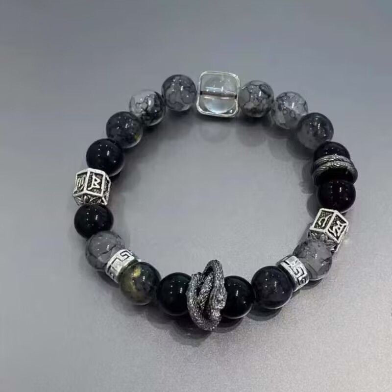 Men's Ancient Style Hand-made Dragon Glaze Beaded Bracelets