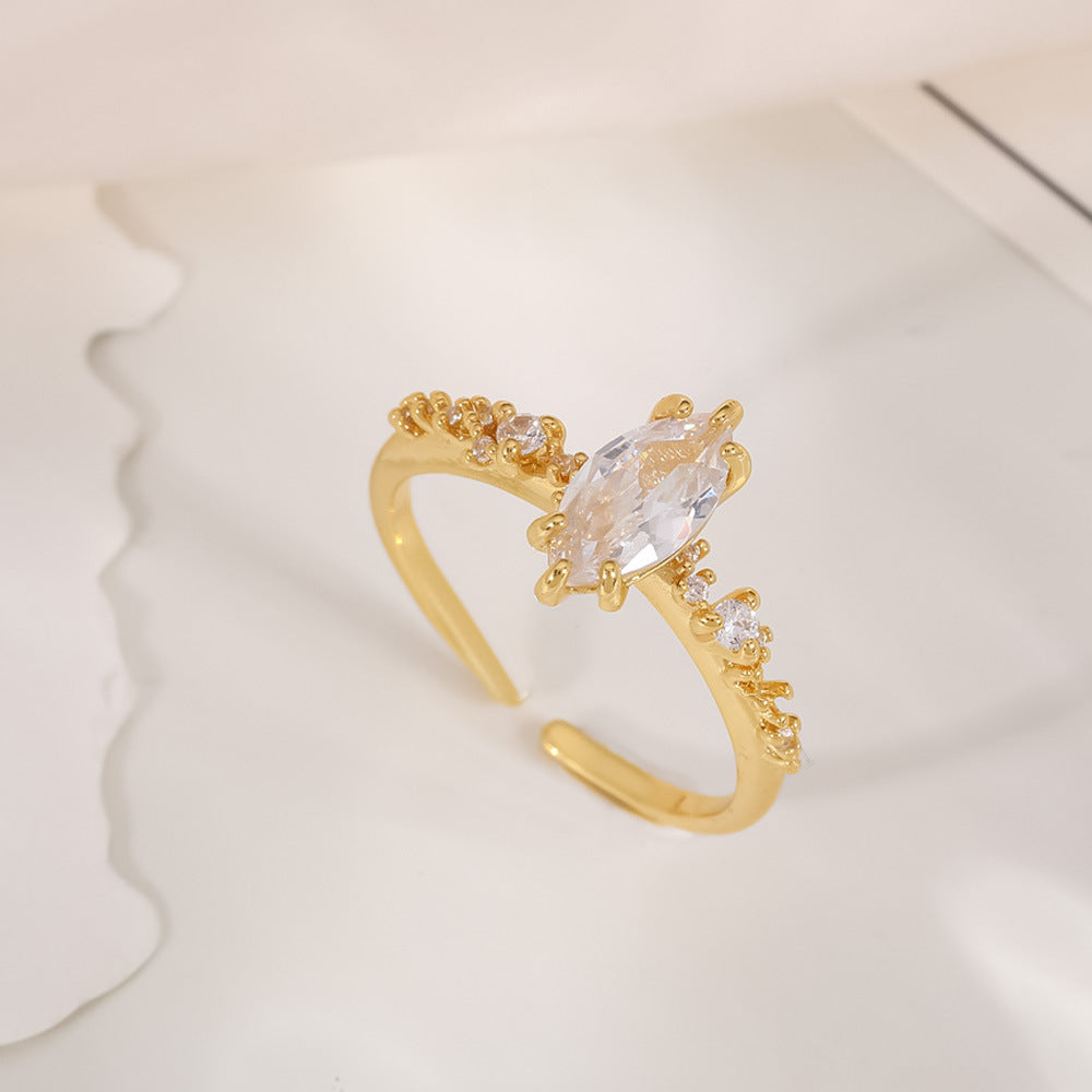 Women's Open-end Zircon Fashionable Classy Simple Cold Feeling Goddess Rings