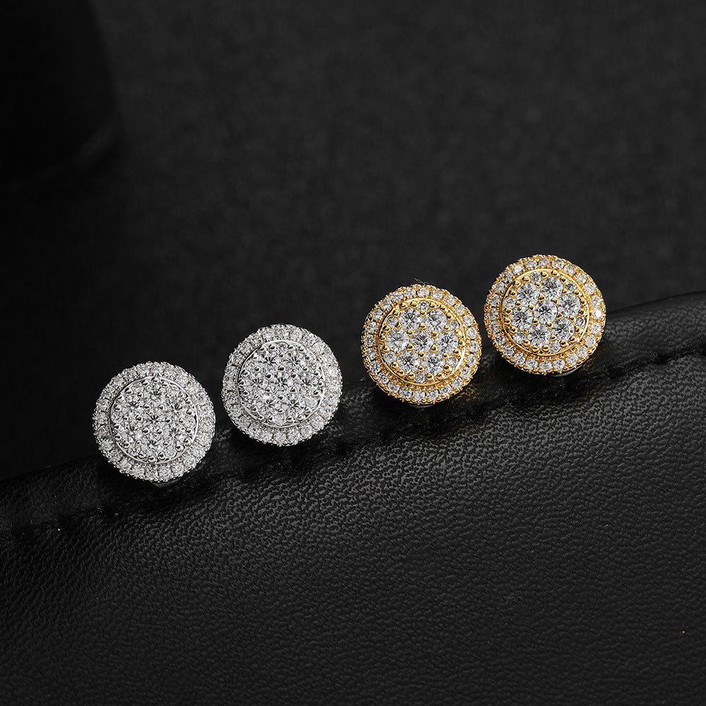 Women's & Men's Flash Round Copper Inlaid Zircon Hip Stud Earrings