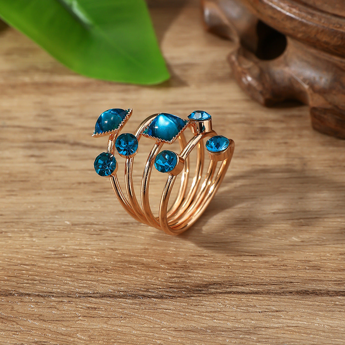Crystal Gemstone Exaggerated Main Spring Original Ring