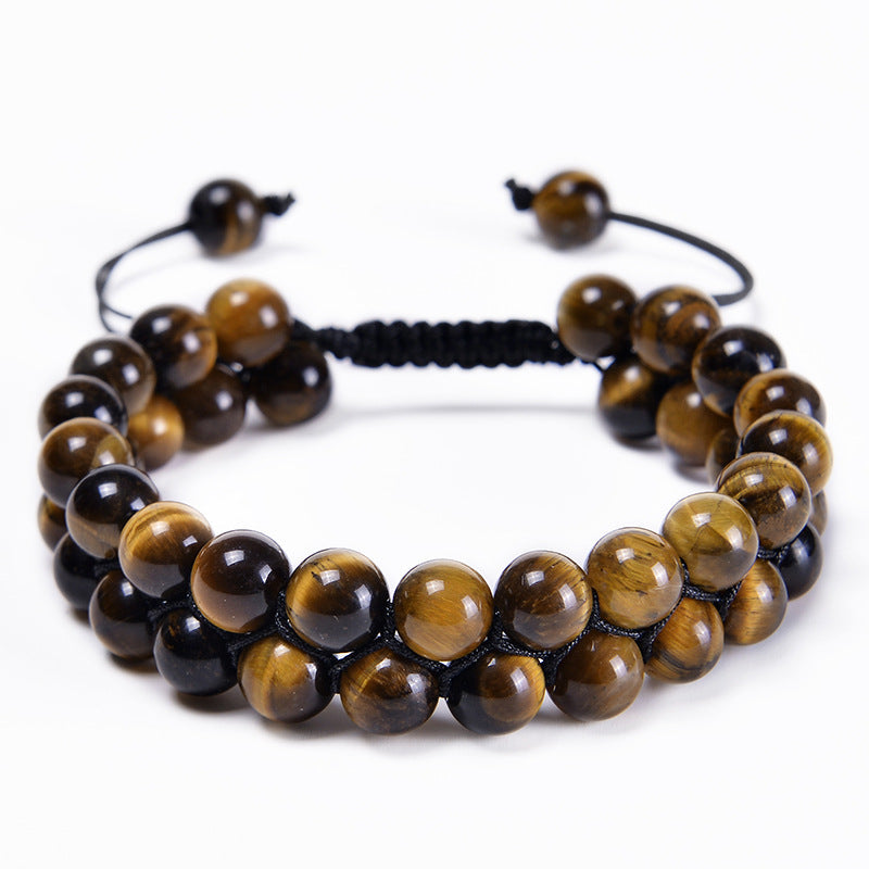 Men's Layer Black Agate Red Iron Stone Bracelets