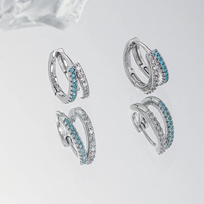 Women's Niche Geometric Lines Clip Simple Elegant Zircon Earrings
