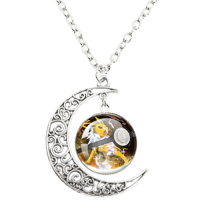 Anime Alloy Moon Time Gem Cabochon Necklaces