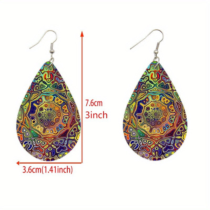 Paisley Totem Double-sided Pattern Wooden Bohemian Rings