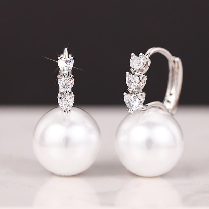 Shi Glossy Pearl Geometric Elegant Graceful Earrings