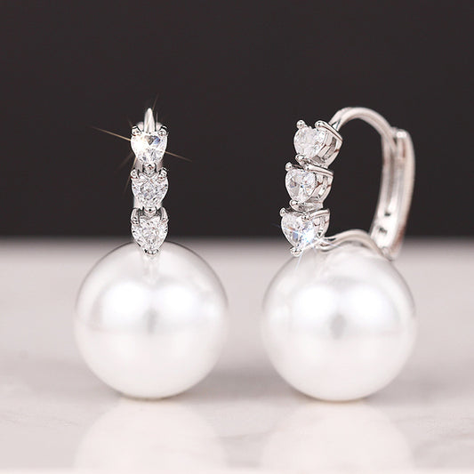 Shi Glossy Pearl Geometric Elegant Graceful Earrings