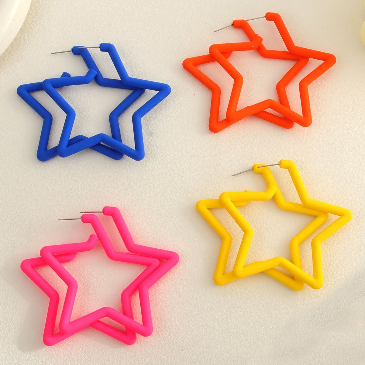 Dance Party Geometric Five-pointed Star Personalized Hollow High Profile Fashion Stud Earrings