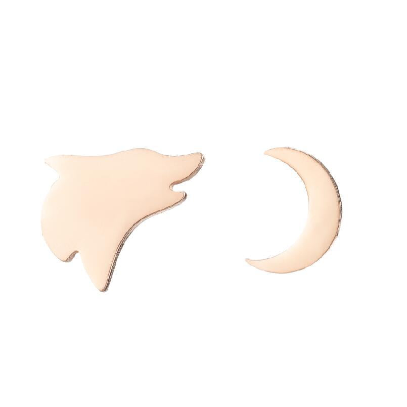 Niche Asymmetric Dog Eating Moon Christmas Deer Snowflake Ear Earrings