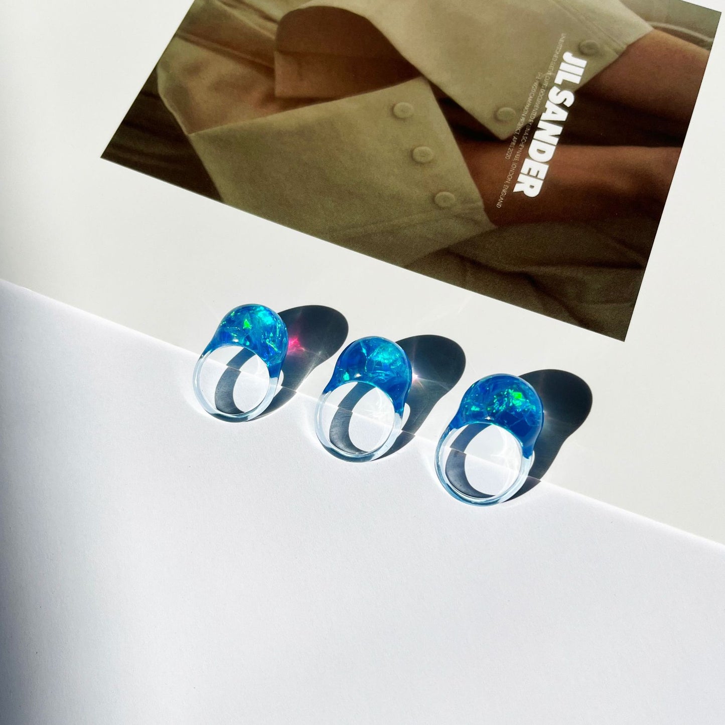 Imitation Opal Resin Colorful Planet Ball Rings