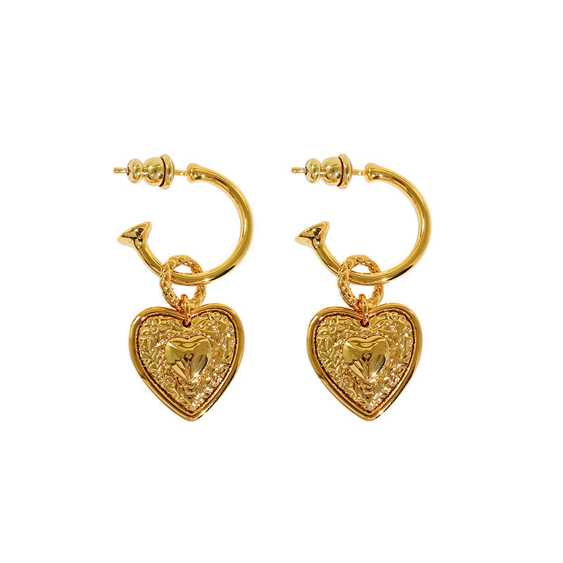 Women's French Simple Vintage Gold-plated Pearl Heart-shaped Rings