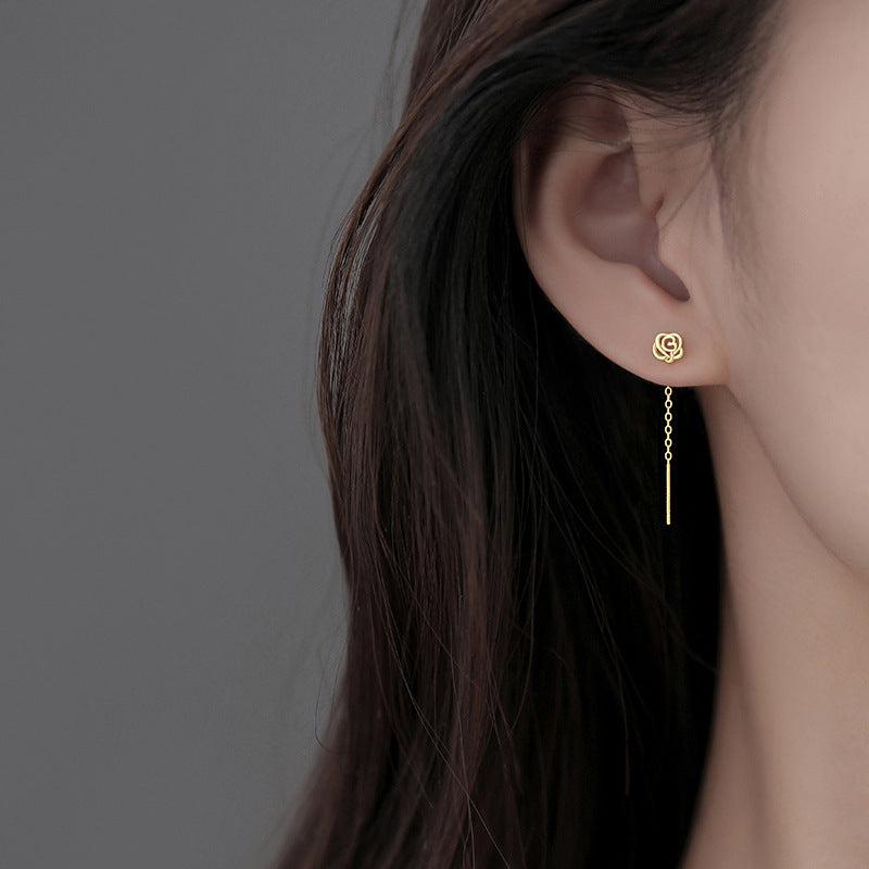 Rose Trendy Early Spring Face Slimming Long Female Hollow Ear Line