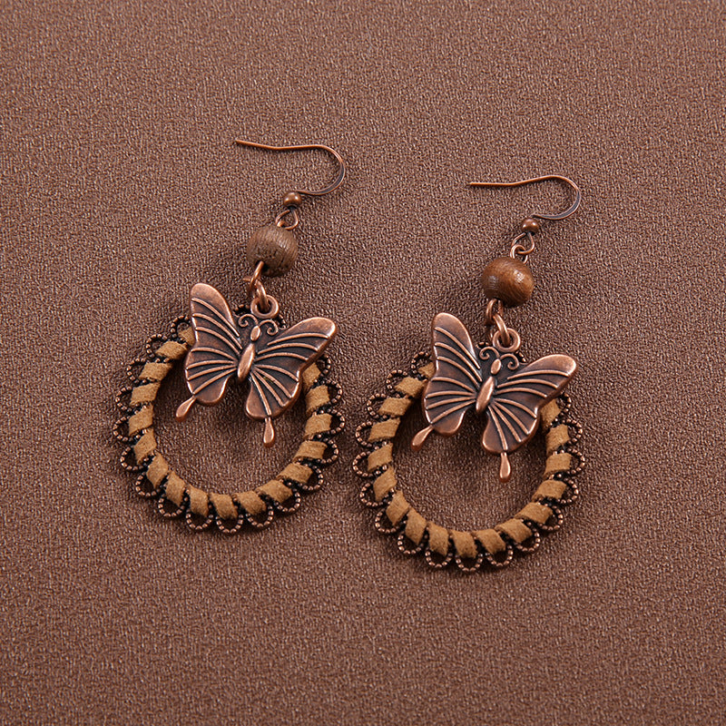 Ethnic Style Butterfly Retro Long Tassel Earrings