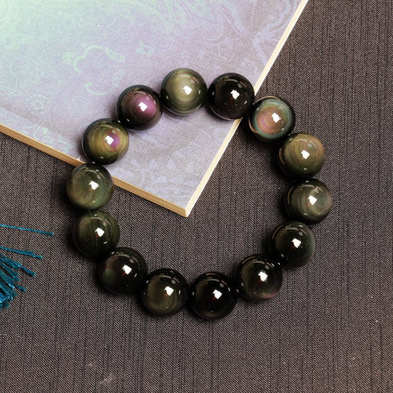 Women's & Men's Natural Double Color Eye Obsidian Rainbow Bracelets