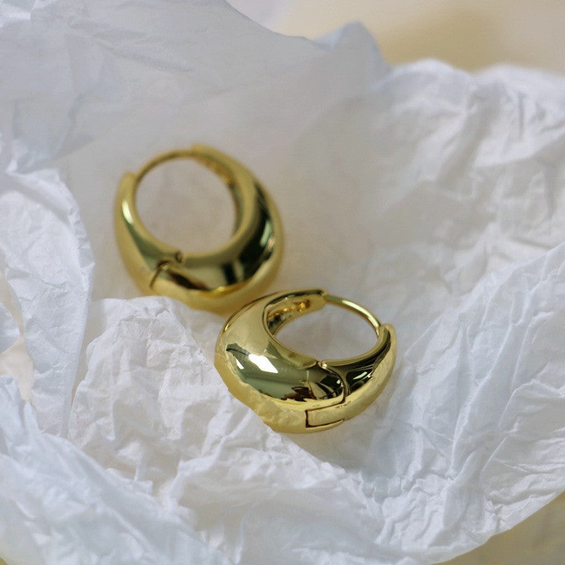 Brass Gold-plated Mirror Polishing Water Drop Basic Rings