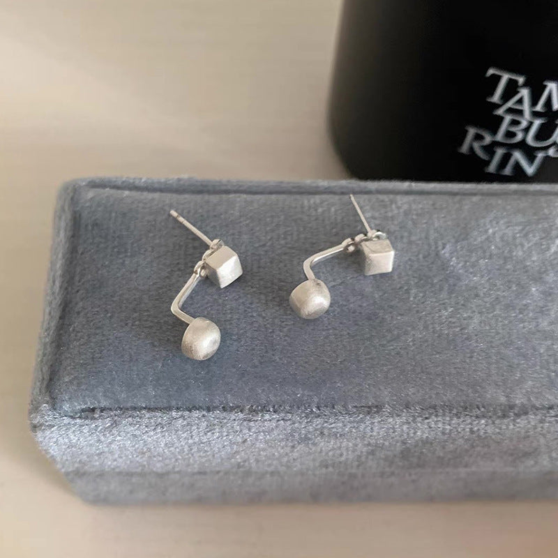 Korean Style Geometric Cube Sugar Pearl Cold Temperament Trend High-grade Earrings