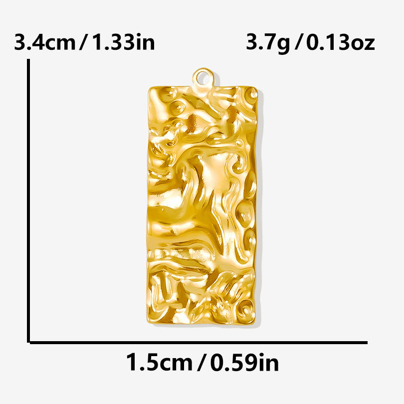 Stainless Steel Fashion Trend Rectangular Pleated Pendants