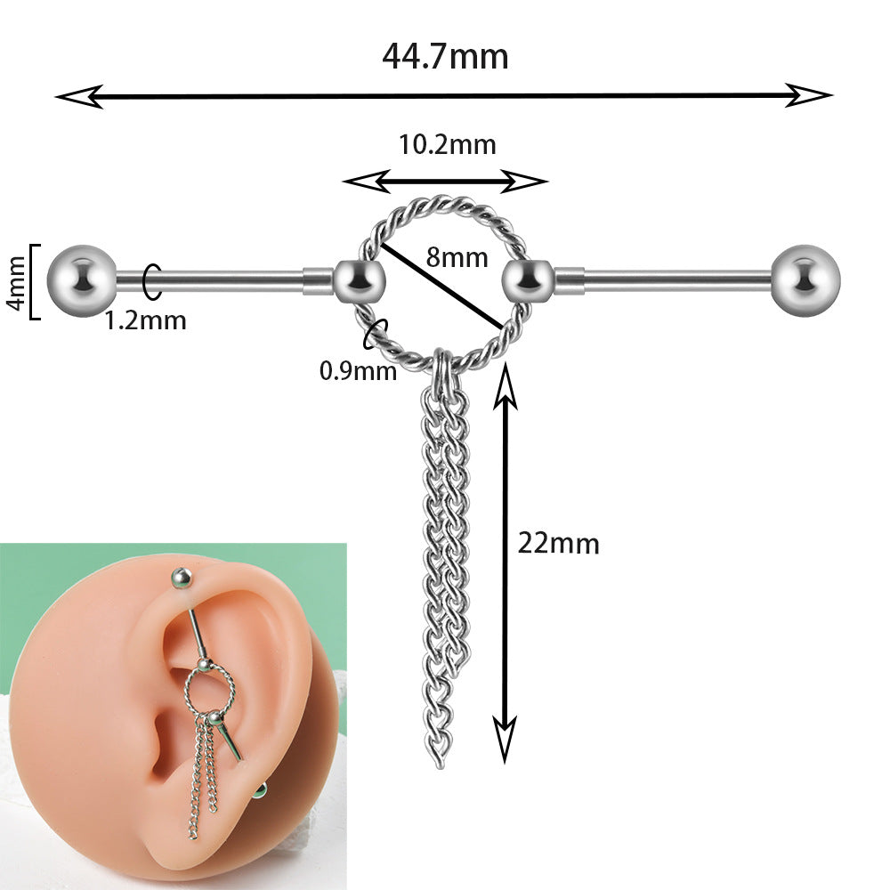 Stainless Steel Zircon Bridge Detachable Double Earrings