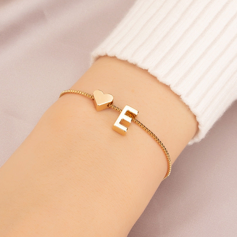 Heart Female Retro Personality Design English Letters Bracelets