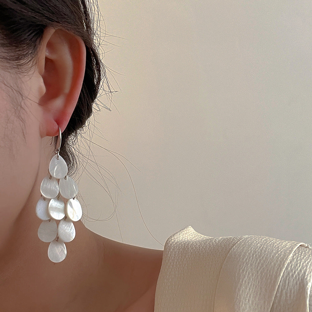 Water Drop Shell Patch Female Trendy Long Earrings